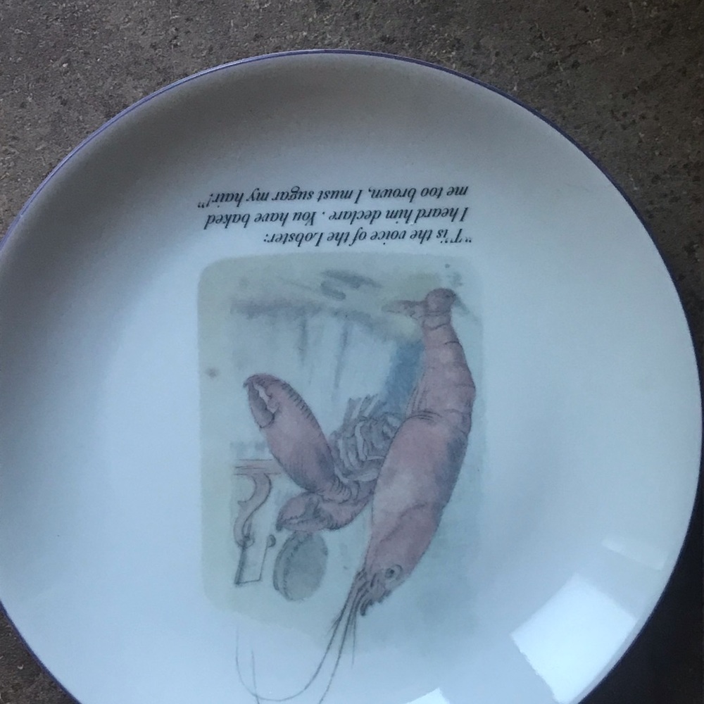 Alice in Wonderland Lobster plate Reuter vintage porcelain RARE collectible